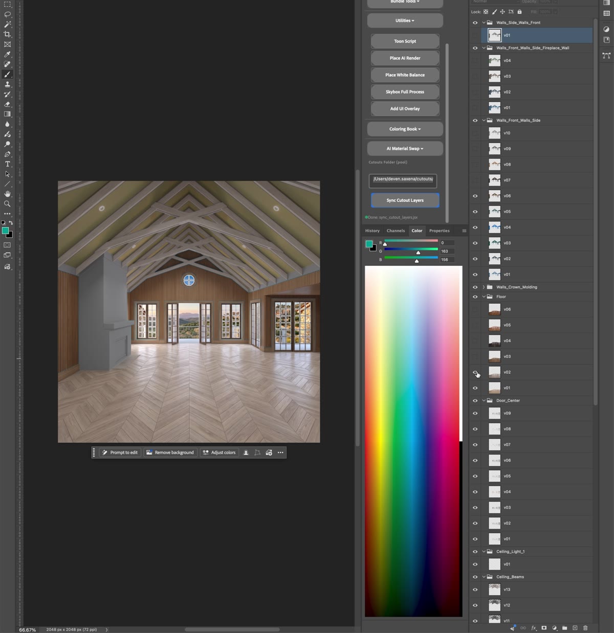 Photoshop layer stack built by Sync Cutout Layers