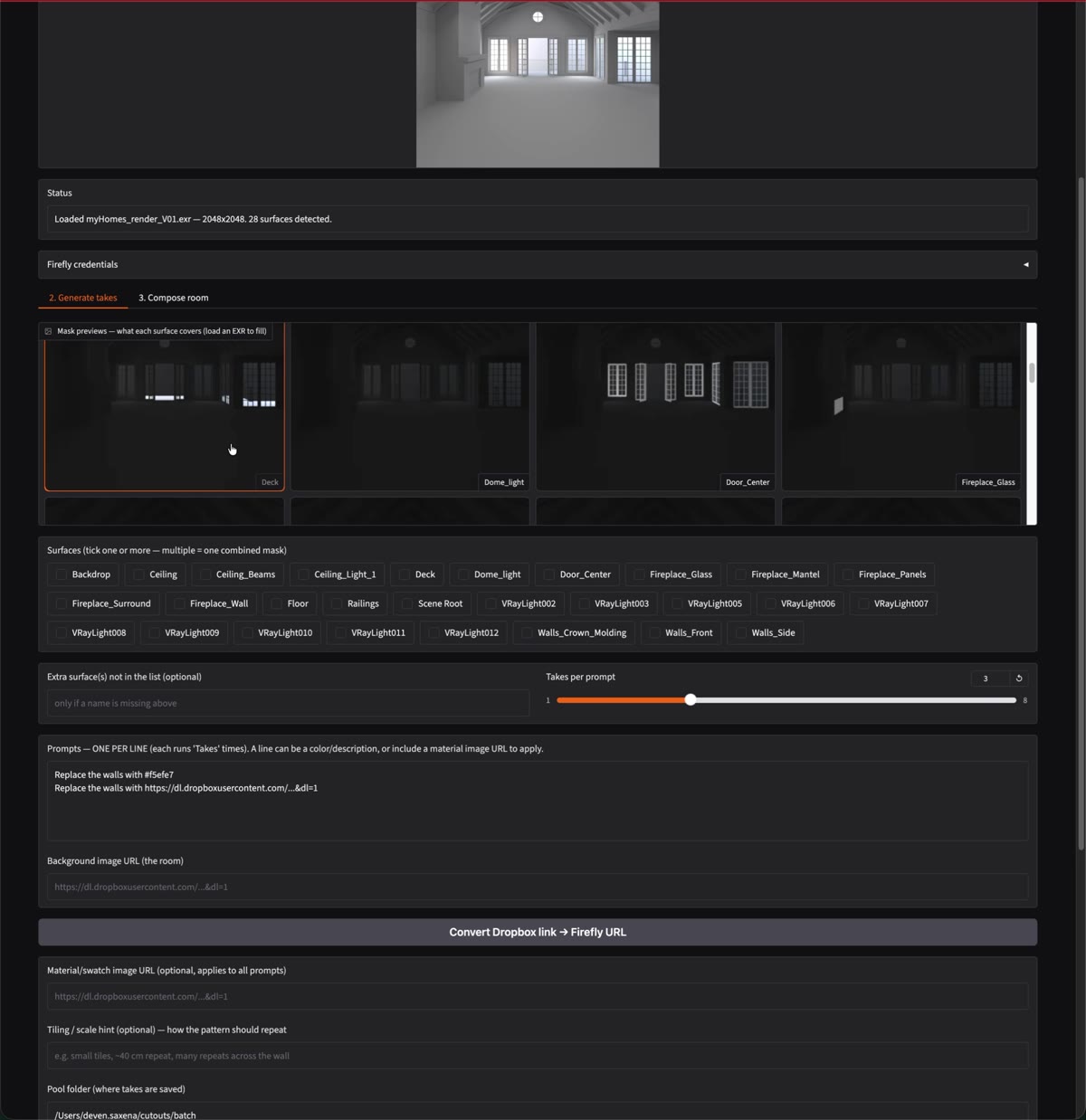 Loading the render and picking surfaces
